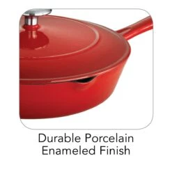 Tramontina 10 In Enameled Cast-Iron Series 1000 Covered Skillet - Gradated Red -Kitchen Bbq Shop 80131057IXI001G
