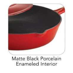 Tramontina 10 In Enameled Cast-Iron Series 1000 Covered Skillet - Gradated Red -Kitchen Bbq Shop 80131057IXI002G