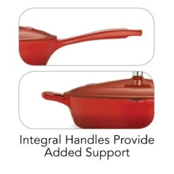Tramontina 10 In Enameled Cast-Iron Series 1000 Covered Skillet - Gradated Red -Kitchen Bbq Shop 80131057IXI003G