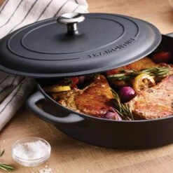 Tramontina 12.5" Cast Iron Covered Skillet Pre-Seasoned 11 Tramontina 12.5" Cast Iron Covered Skillet Pre-Seasoned -Kitchen Bbq Shop 80131340IXM001G