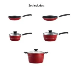 Tramontina Sicilia 8 Pc Aluminum Nonstick Cookware Set - Raspberry -Kitchen Bbq Shop 80149044IXM002G