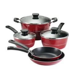 Tramontina Sicilia 8 Pc Aluminum Nonstick Cookware Set - Raspberry