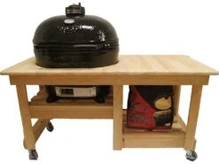 Primo Oval Junior Charcoal Grill With Cypress Countertop Table