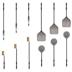 Alfa AC-5PSET36 36-Inch Medium Pizza Peel, Turner, Brush, Rake, And Shovel -Kitchen Bbq Shop ac 4pset24bk b 03 22 1