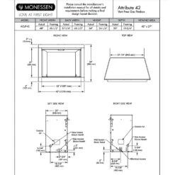 Monessen ACUF42-D Attribute 42-Inch Vent-Free Circulating Firebox With Gas Log Set -Kitchen Bbq Shop acuf42 spec a 03 22