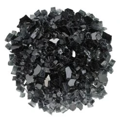 American Fire Glass 1/2-Inch Premium Fire Glass, 10-Pounds, Black Reflective