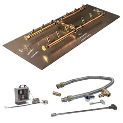 Crossfire By Warming Trends CFBH-3VIK 3 Volt Electronic Spark Ignition H-Style Brass 18x7-Inch (120K BTU) Gas Fire Pit Burner Kit