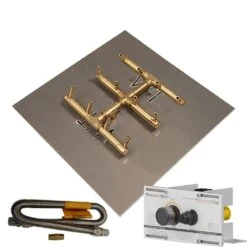Crossfire By Warming Trends Mercury Flame Sensing Spark Ignition Square Tree-Style Brass Fire Pit Burner Kit