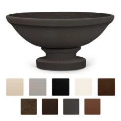 Grand Effects FBBRPCON30 Banded Rim 30-Inch Round Concrete Gas Fire Bowl On Pedestal