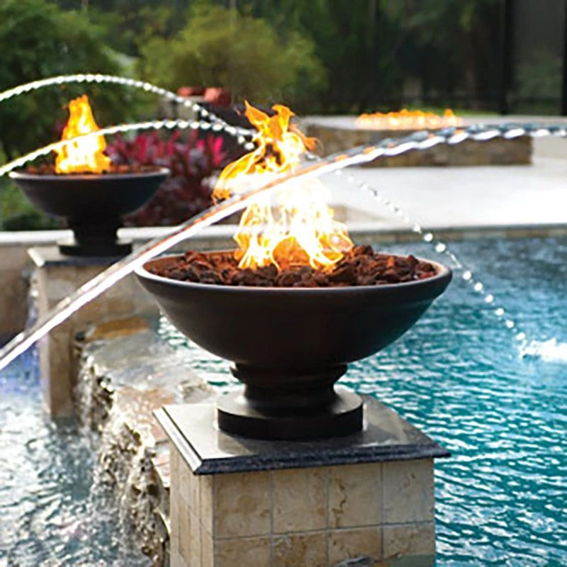 Grand Effects FBBRPCON30 Banded Rim 30-Inch Round Concrete Gas Fire Bowl On Pedestal 3 Grand Effects FBBRPCON30 Banded Rim 30-Inch Round Concrete Gas Fire Bowl On Pedestal - Image 3