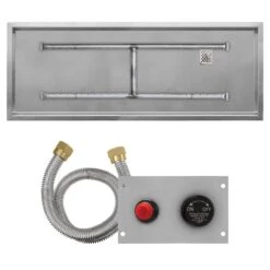 Firegear FG-LOF-SHDTPSI Line Of Fire Flame Sensing Spark Ignition Gas Fire Pit Burner Kit With Drop Pan & Stainless Steel H-Shaped Burner