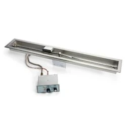 HPC Fire TOR-TRGH-FPPK-FLEX Push Button Flame Sensing Gas Fire Pit Kit With Torpedo Burner And Linear Pan