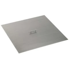 The Outdoor Plus OPT-36SC Brushed Stainless Steel Square Fire Pit Cover, 36x36-Inch