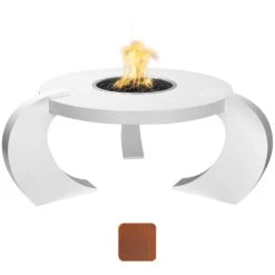 TOP Fires By The Outdoor Plus Frisco Round Corten Steel Match Light Gas Fire Table