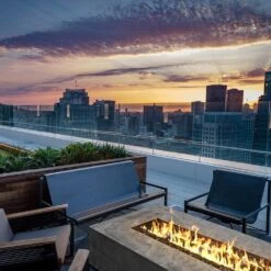 Prism Hardscapes PH-415 Tavola 6 Concrete Gas Fire Pit, 90x38-Inch -Kitchen Bbq Shop tavola 6 ls b 04 22