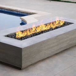 Prism Hardscapes PH-415 Tavola 6 Concrete Gas Fire Pit, 90x38-Inch -Kitchen Bbq Shop tavola 6 ls c 04 22