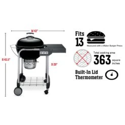 Weber Performer Freestanding Charcoal Grill With Prep Area, 22-Inch (WEB-15301001) -Kitchen Bbq Shop web 15301001 spec a 05 22