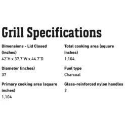 Weber Ranch Kettle Charcoal Grill, 37-Inch (WEB-60020) -Kitchen Bbq Shop web 60020 spec b 05 22