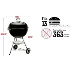 Weber Original Kettle Charcoal Grill, 22-Inch (WEB-741001) -Kitchen Bbq Shop web 741001 spec a 05 22