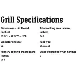 Weber Original Kettle Charcoal Grill, 22-Inch (WEB-741001) -Kitchen Bbq Shop web 741001 spec b 05 22